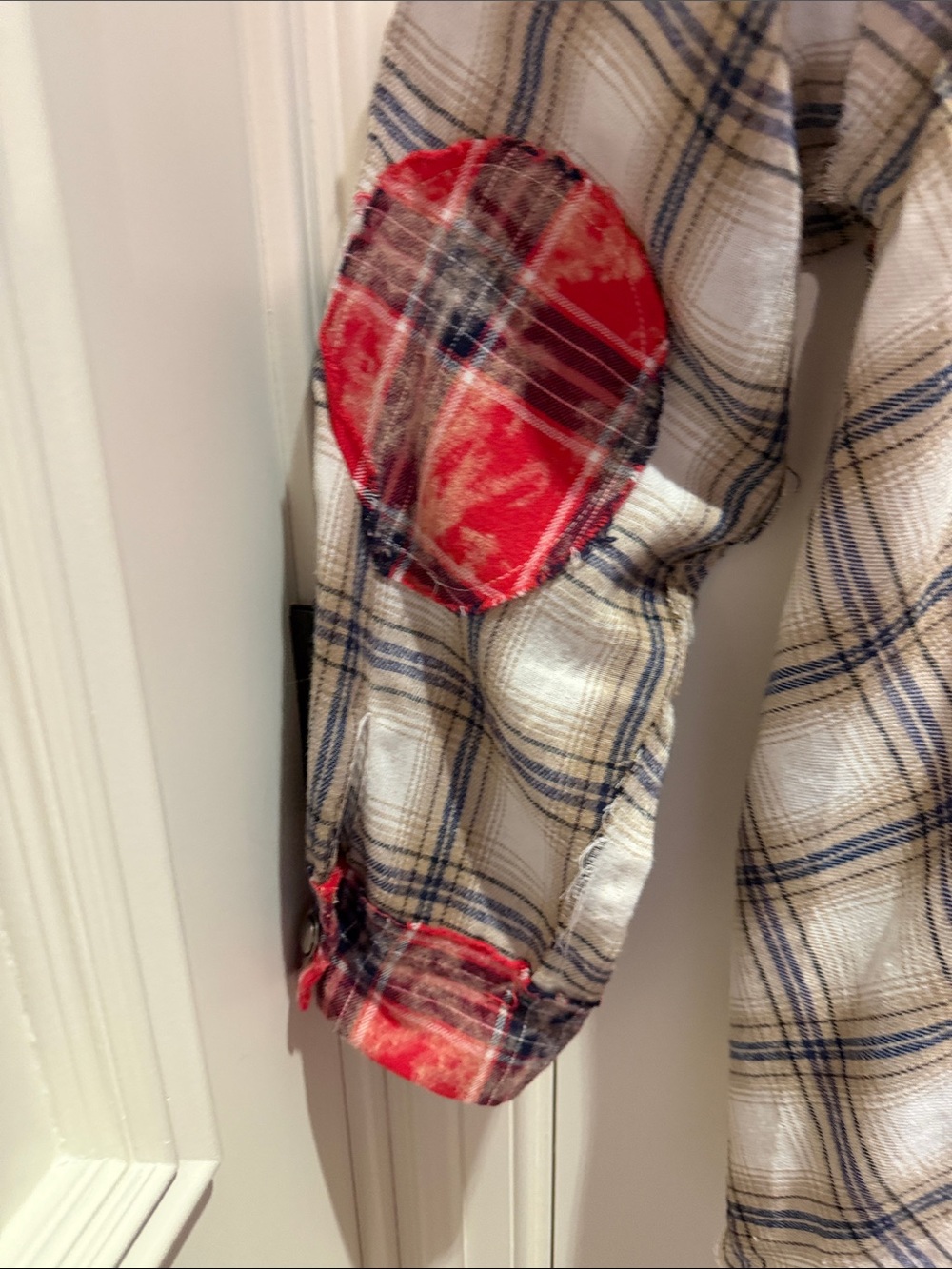 POL Vintage Inspired Mixed Patchwork w/ Lace Plaid Shacket - Red & Cream-NWOT-M - Picture 3 of 12